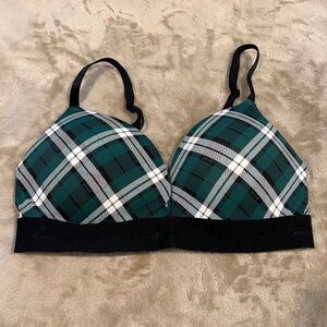 Plaid 34D Bra with Black Straps